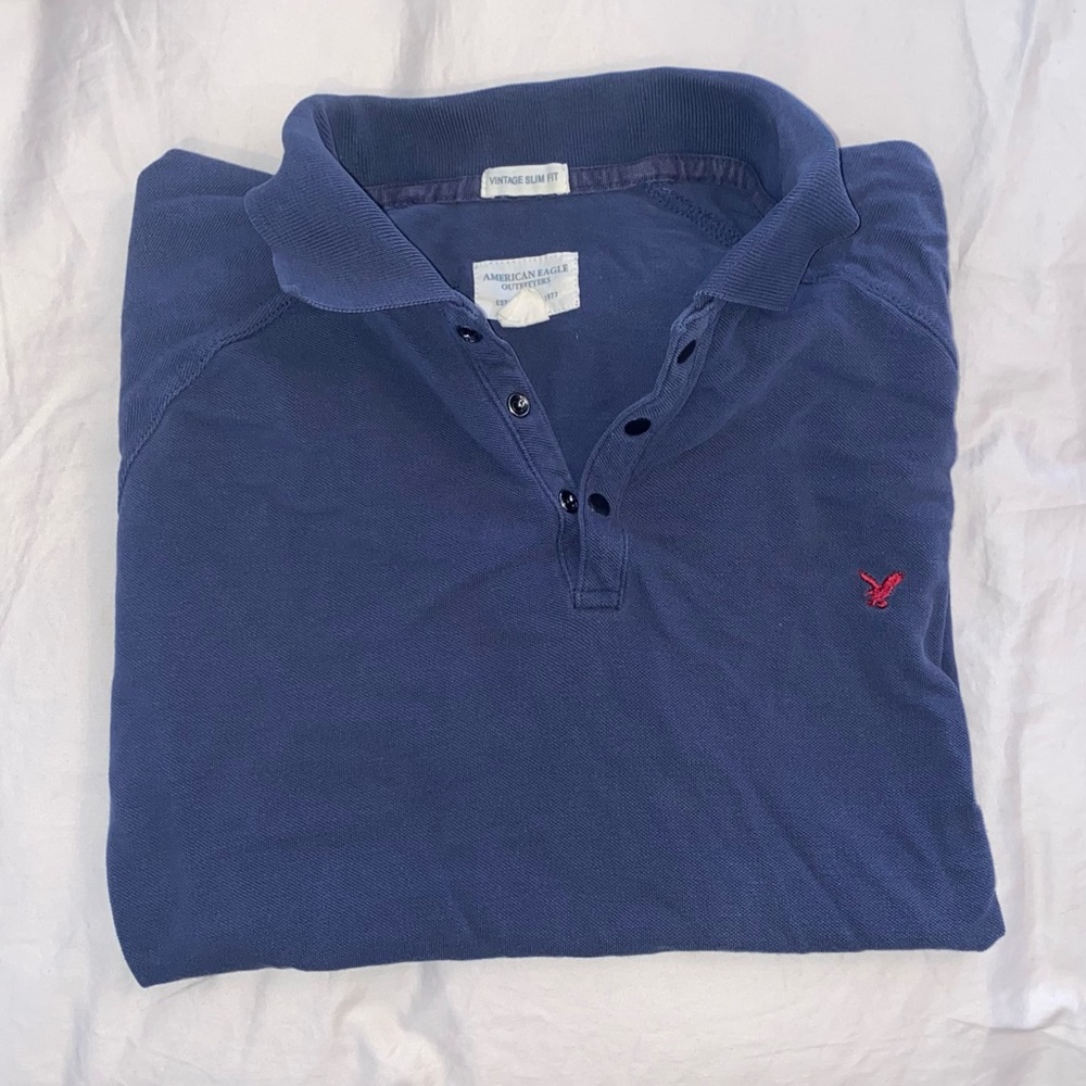 American Eagle - Vintage Slim Fit Navy Polo Shirt (M)